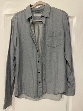 Outerknown Men's Light Gray/Blue Button-Down Chambray Shirt